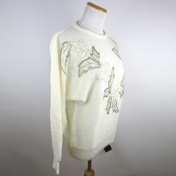 Vtg 80s Deadstock Beaded Sweater Size L - Picture 3 of 10